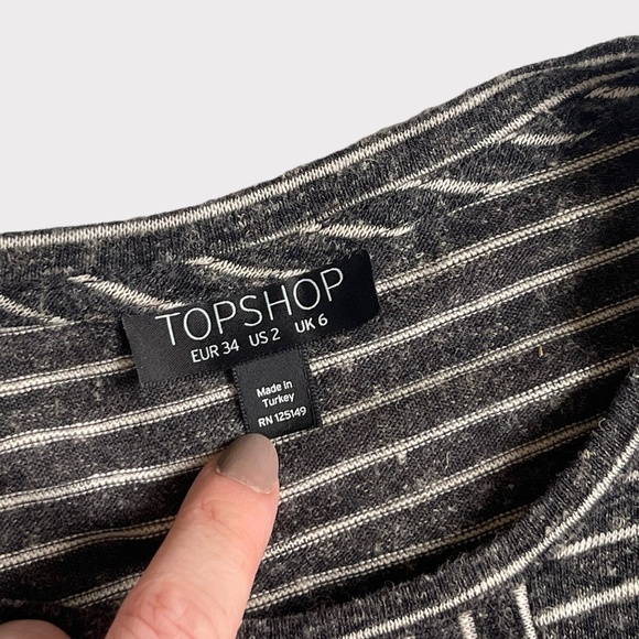 TopShop Grey Striped Cropped Top Size 2 - Picture 3 of 6